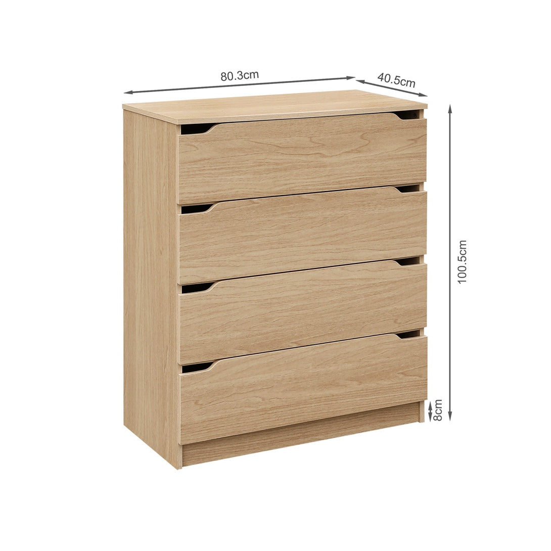 Benny 4 Drawers Tallboy - Light Teak