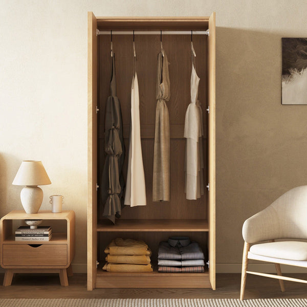 Benny 2 Door Wardrobe - Light Teak