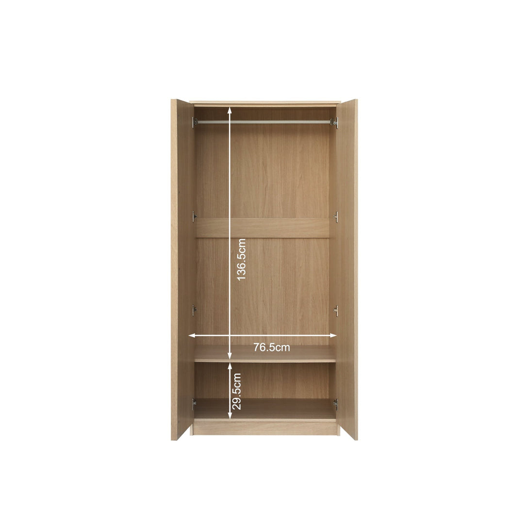 Benny 2 Door Wardrobe - Light Teak