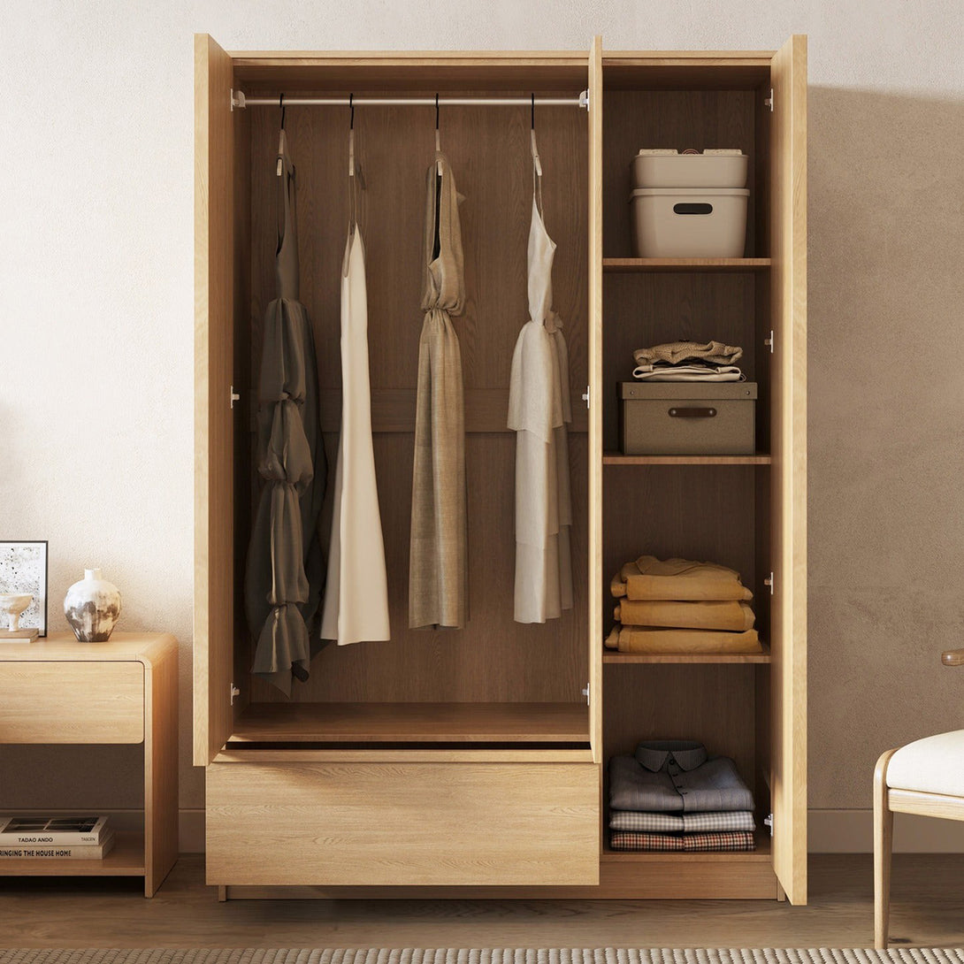 Benny 3 Door Wardrobe with Drawer - Light Teak