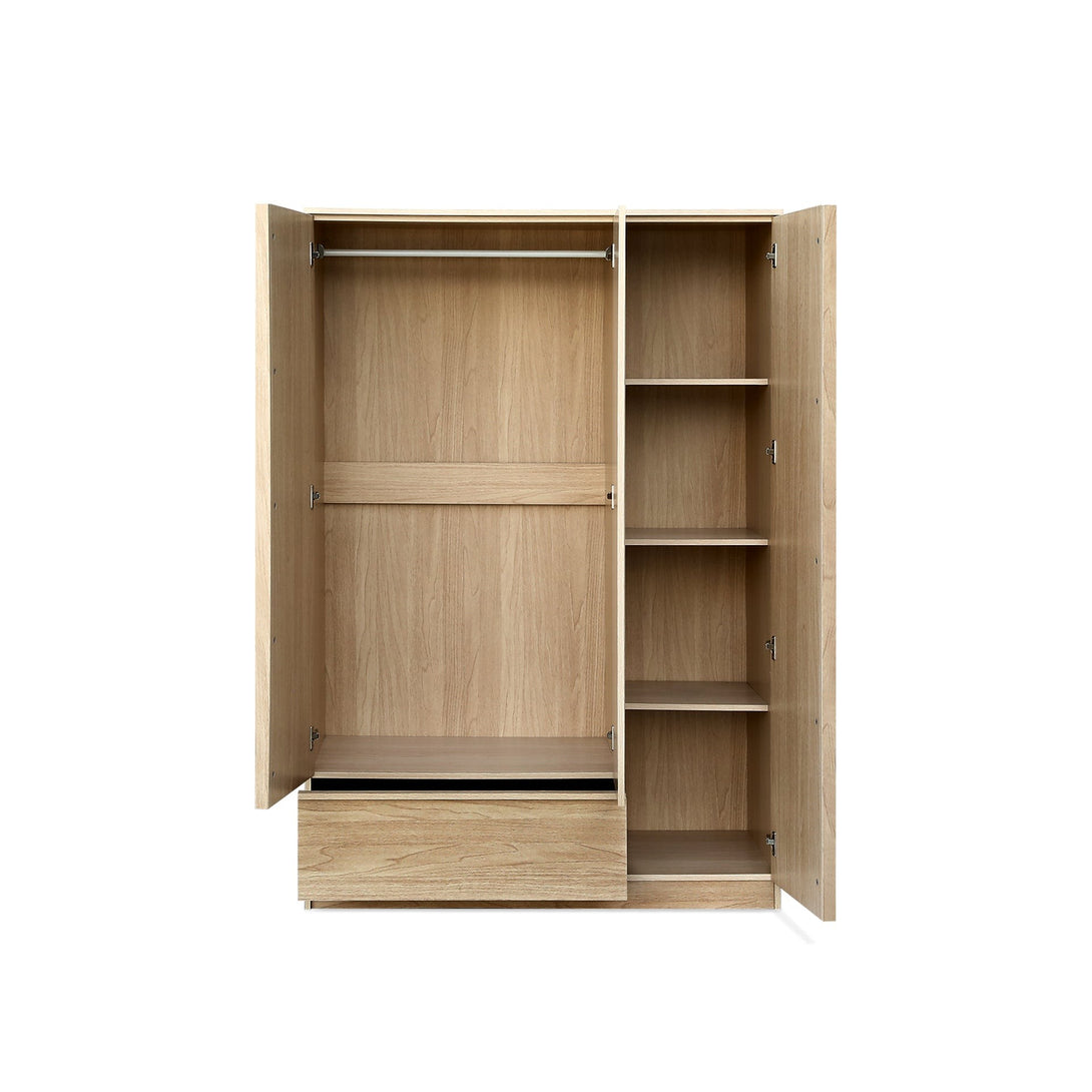 Benny 3 Door Wardrobe with Drawer - Light Teak