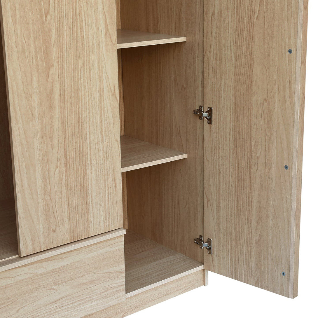 Benny 3 Door Wardrobe with Drawer - Light Teak