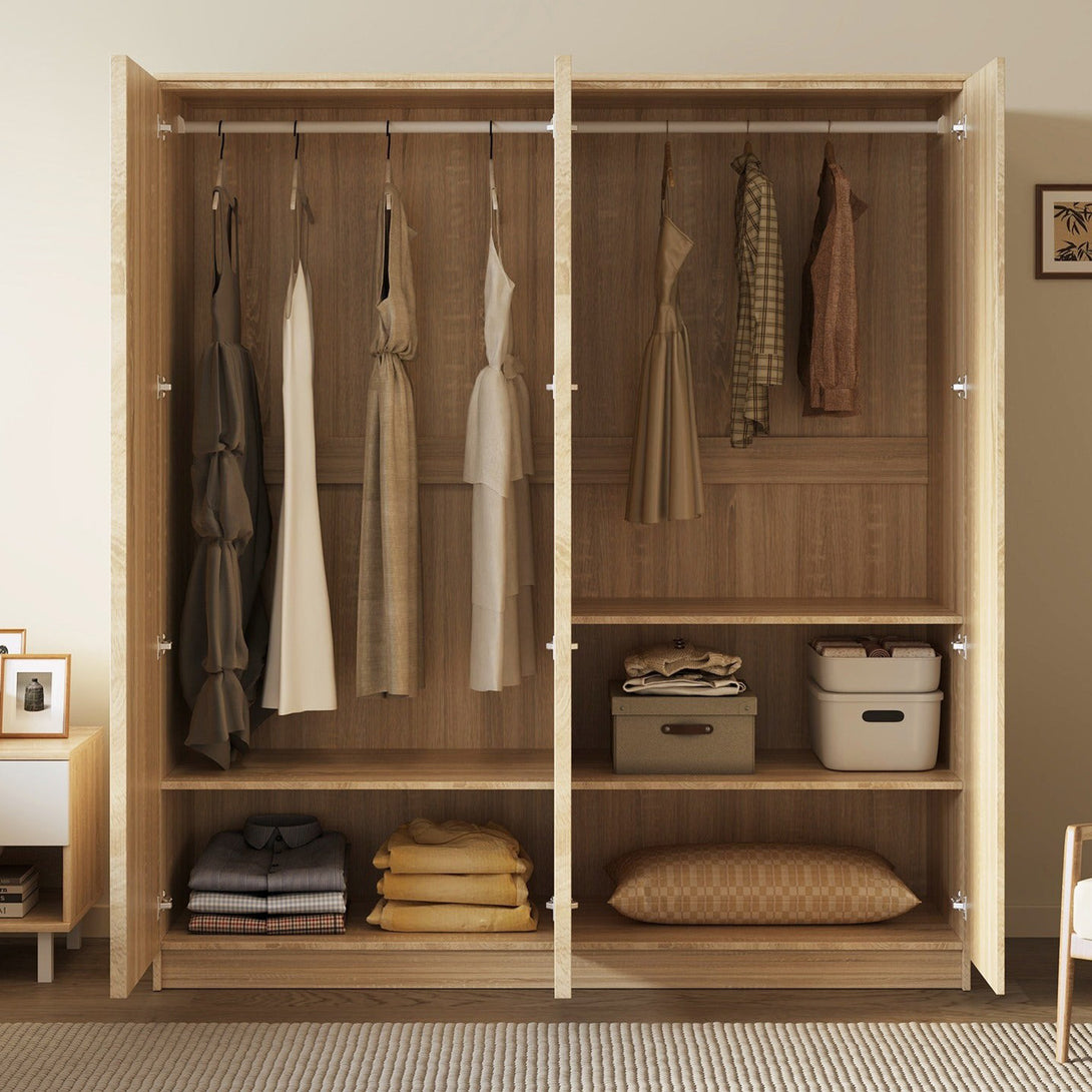 Benny 4 Door Wardrobe - Light Teak