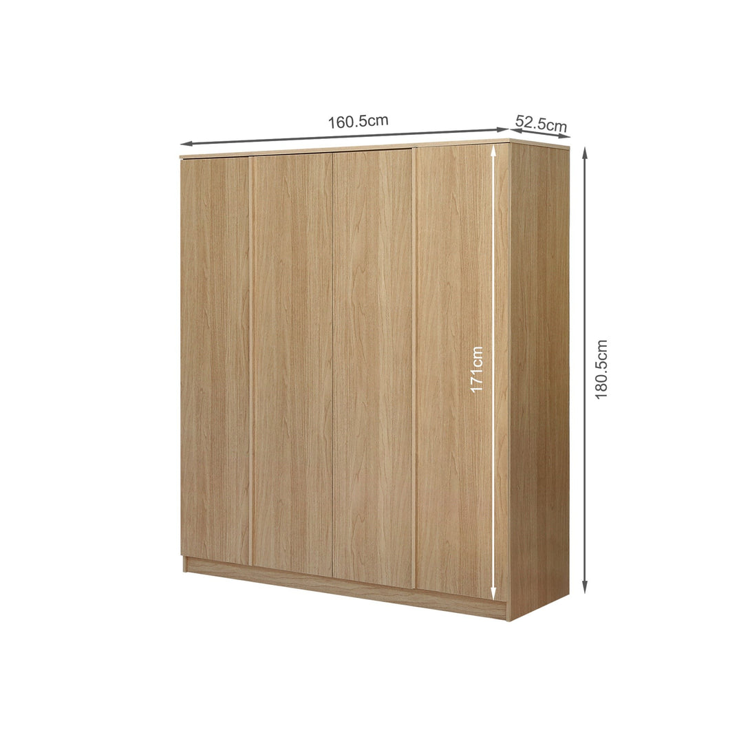 Benny 4 Door Wardrobe - Light Teak