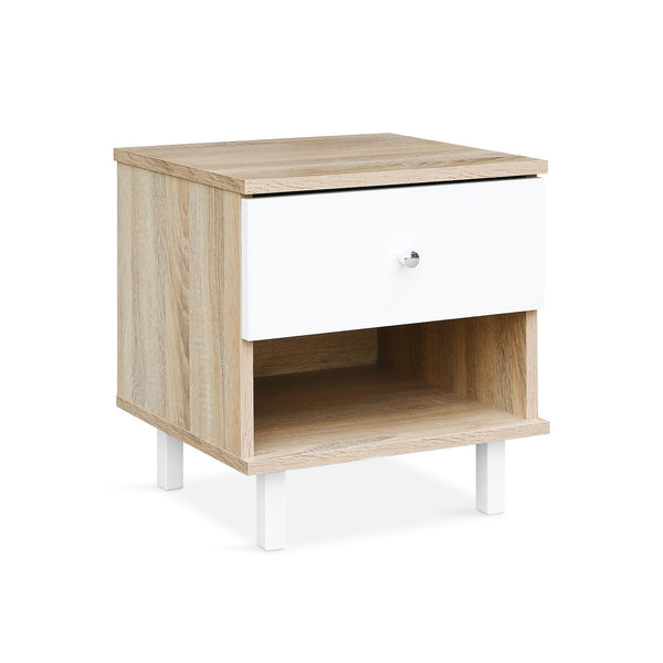 Ellis Bedside Table - Oak + White