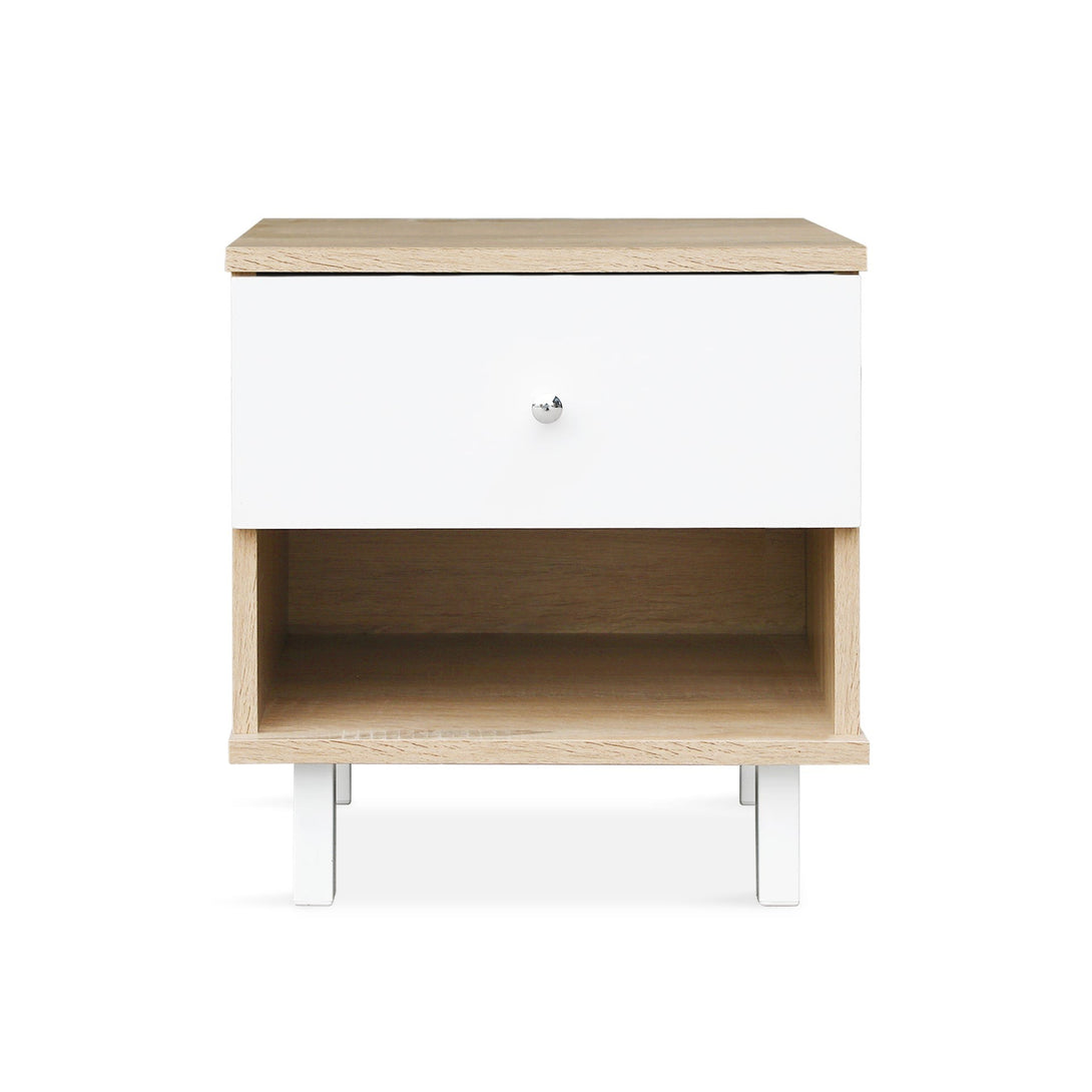Ellis Bedside Table - Oak + White