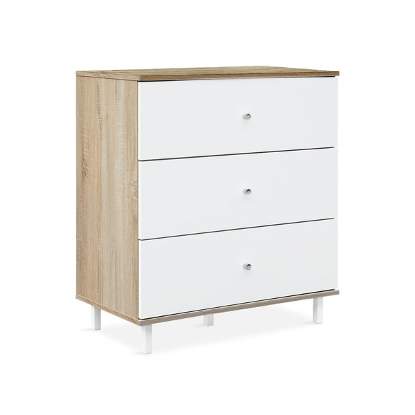 Ellis 3 Drawers Tallboy - Oak + White