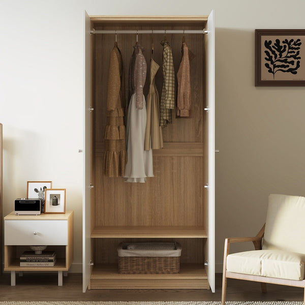 Ellis 2 Door Wardrobe - Oak + White