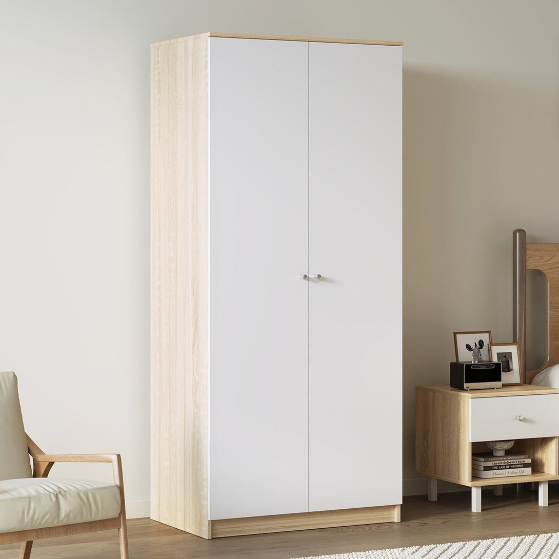 Ellis 2 Door Wardrobe - Oak + White