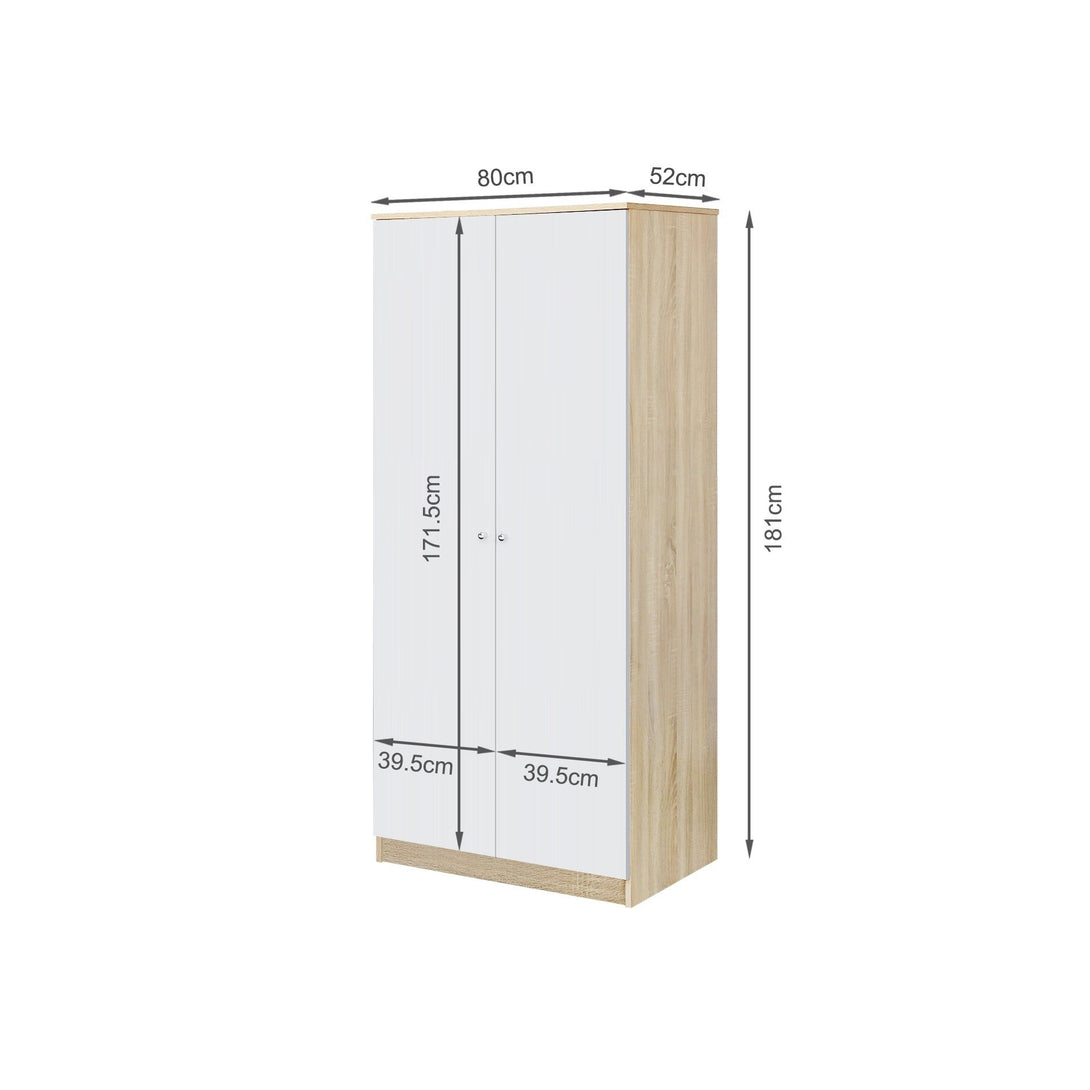 Ellis 2 Door Wardrobe - Oak + White