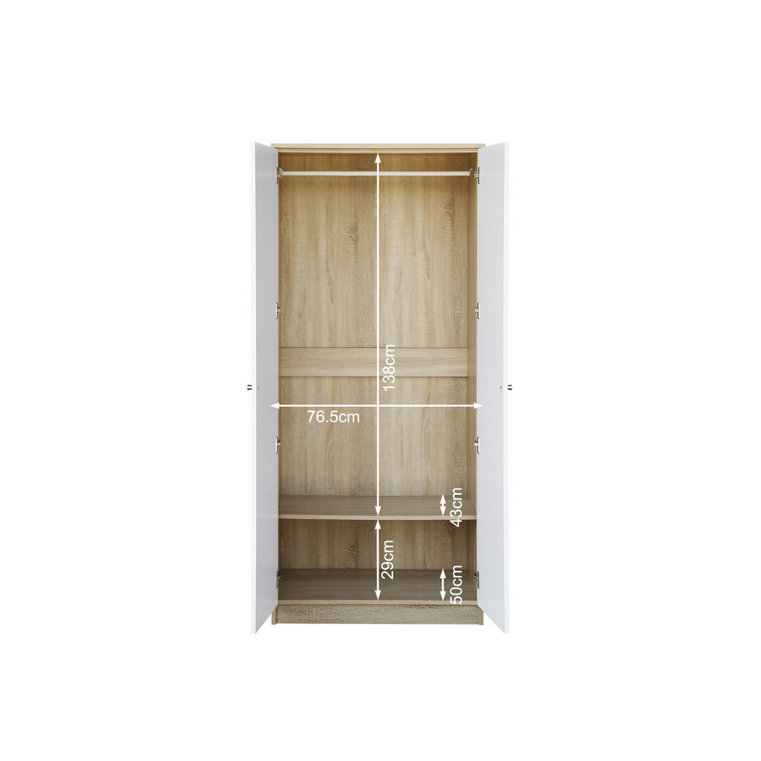 Ellis 2 Door Wardrobe - Oak + White