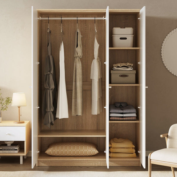Ellis 3 Door Wardrobe - Oak + White