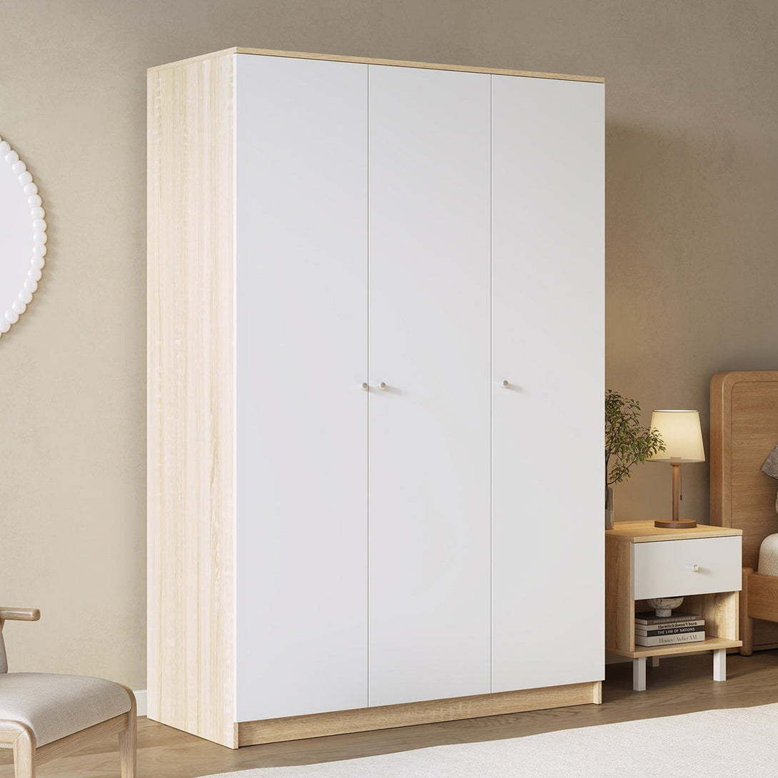 Ellis 3 Door Wardrobe - Oak + White