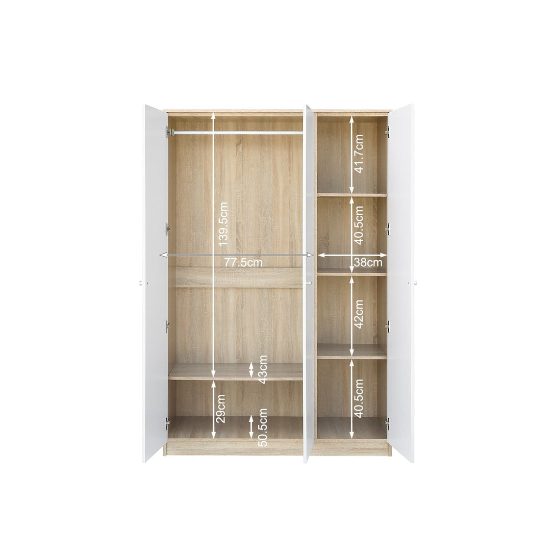 Ellis 3 Door Wardrobe - Oak + White