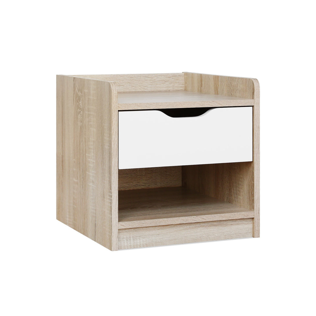 Haley Bedside Table - Oak + White