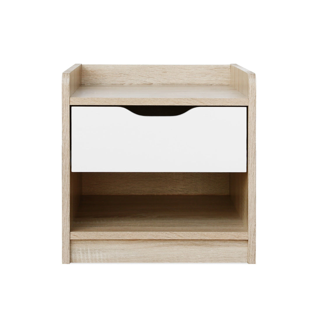 Haley Bedside Table - Oak + White