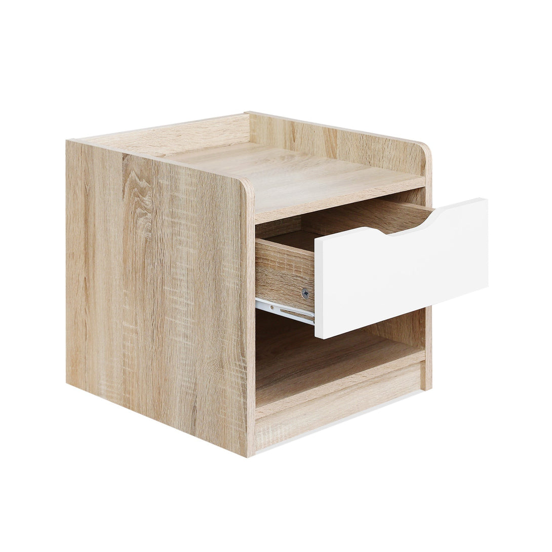 Haley Bedside Table - Oak + White