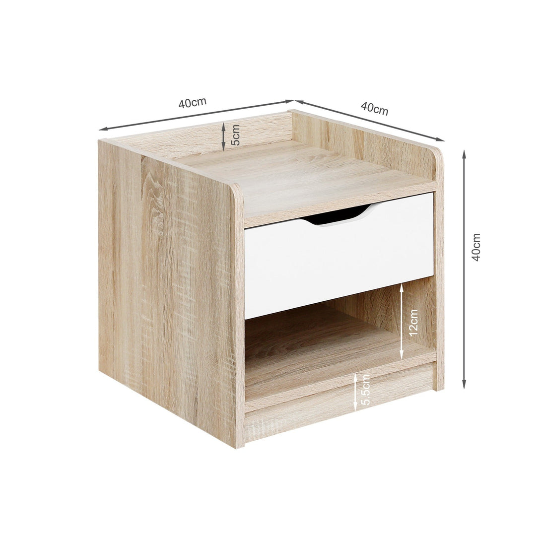 Haley Bedside Table - Oak + White