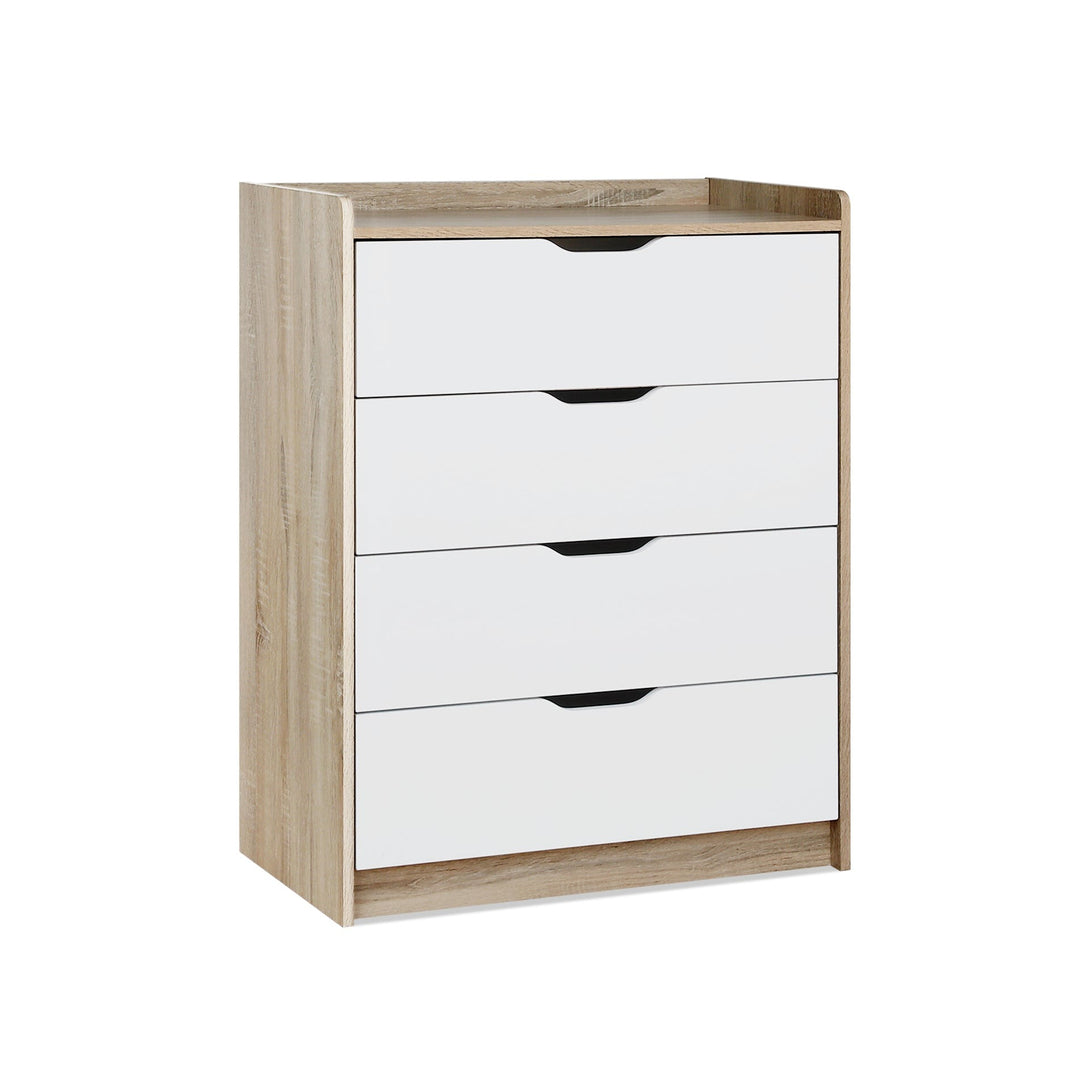 Haley 4 Drawers Tallboy - Oak + White