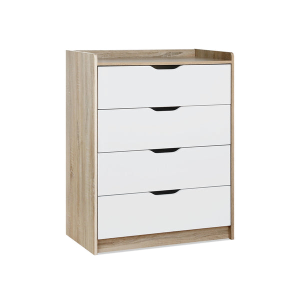 Haley 4 Drawers Tallboy - Oak + White