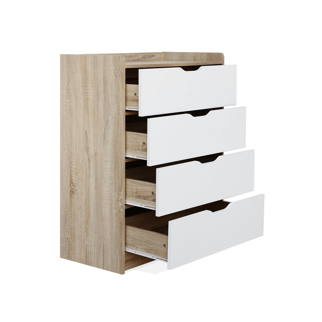 Haley 4 Drawers Tallboy - Oak + White