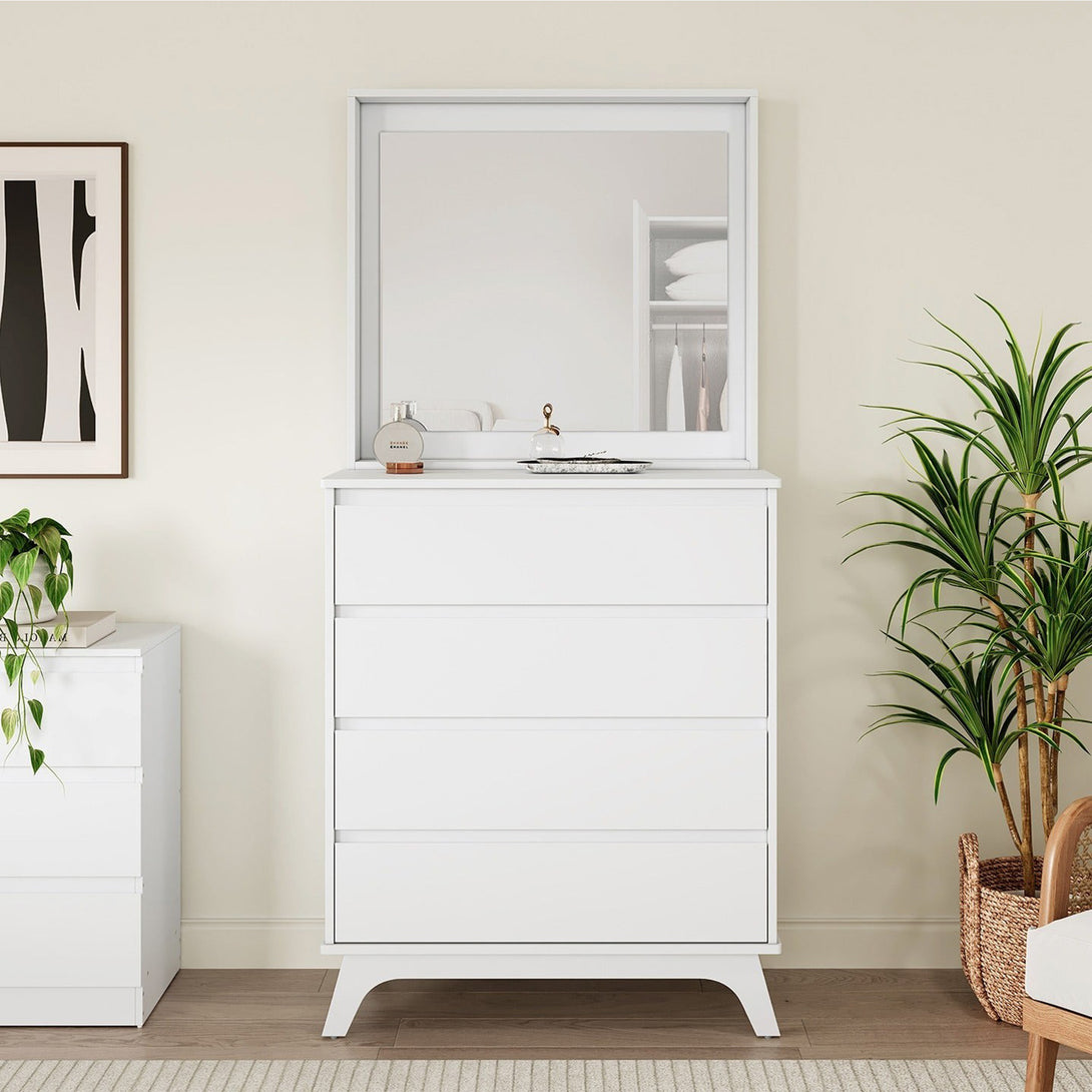 Mason 4 Drawers Dresser with Mirror - White
