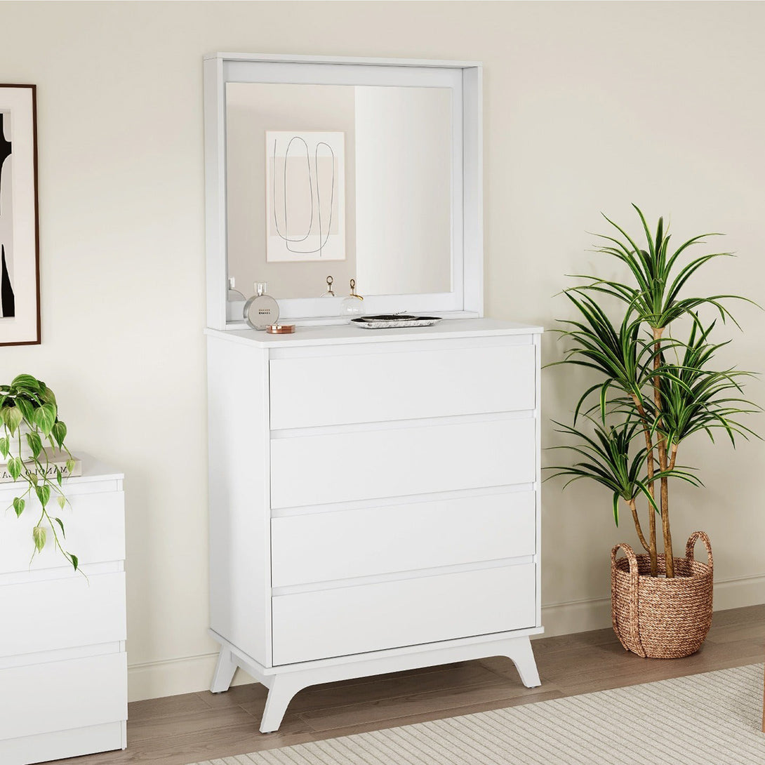 Mason 4 Drawers Dresser with Mirror - White