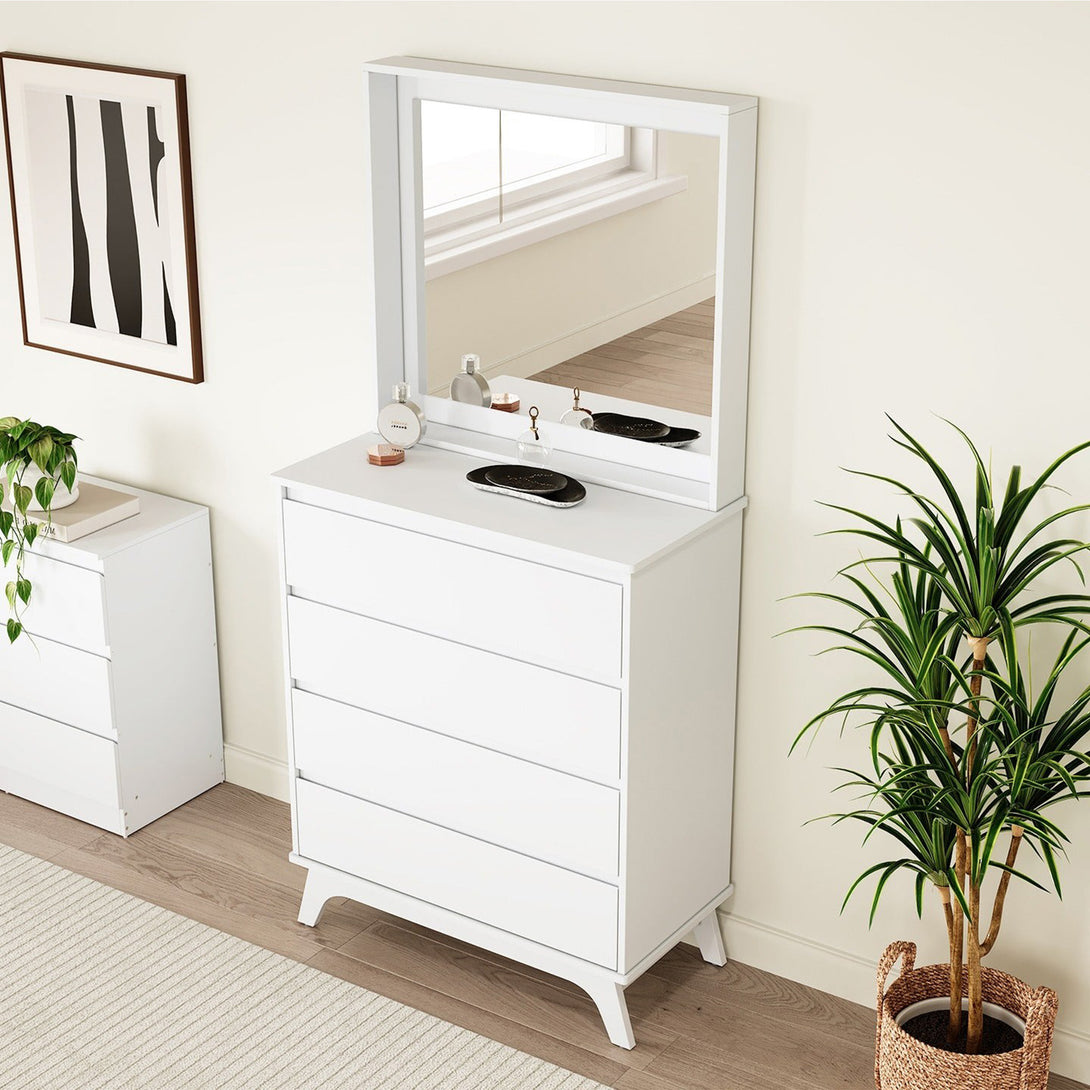 Mason 4 Drawers Dresser with Mirror - White