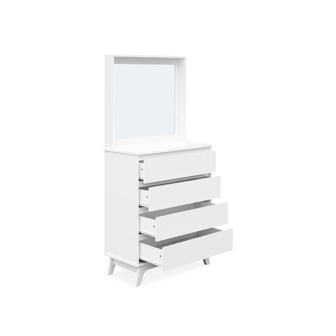 Mason 4 Drawers Dresser with Mirror - White