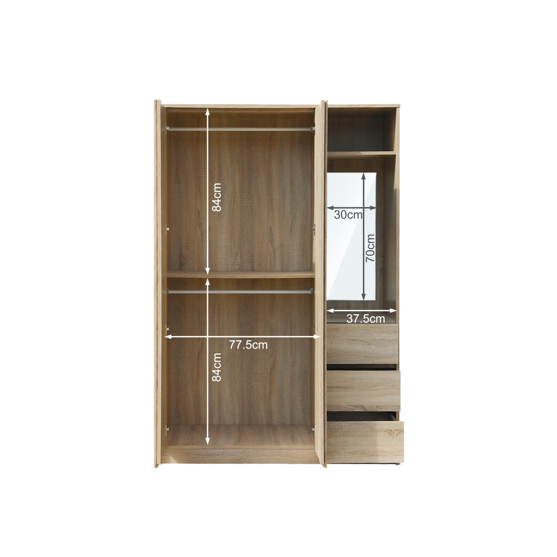 Julia 2 Door Wardrobe With 3 Drawers - Oak