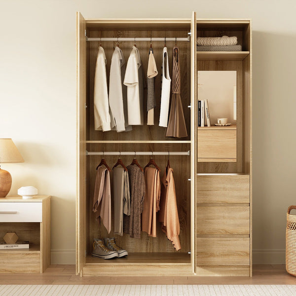 Julia 2 Door Wardrobe With 3 Drawers - Oak