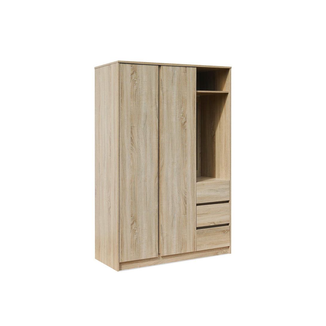 Julia 2 Door Wardrobe With 3 Drawers - Oak