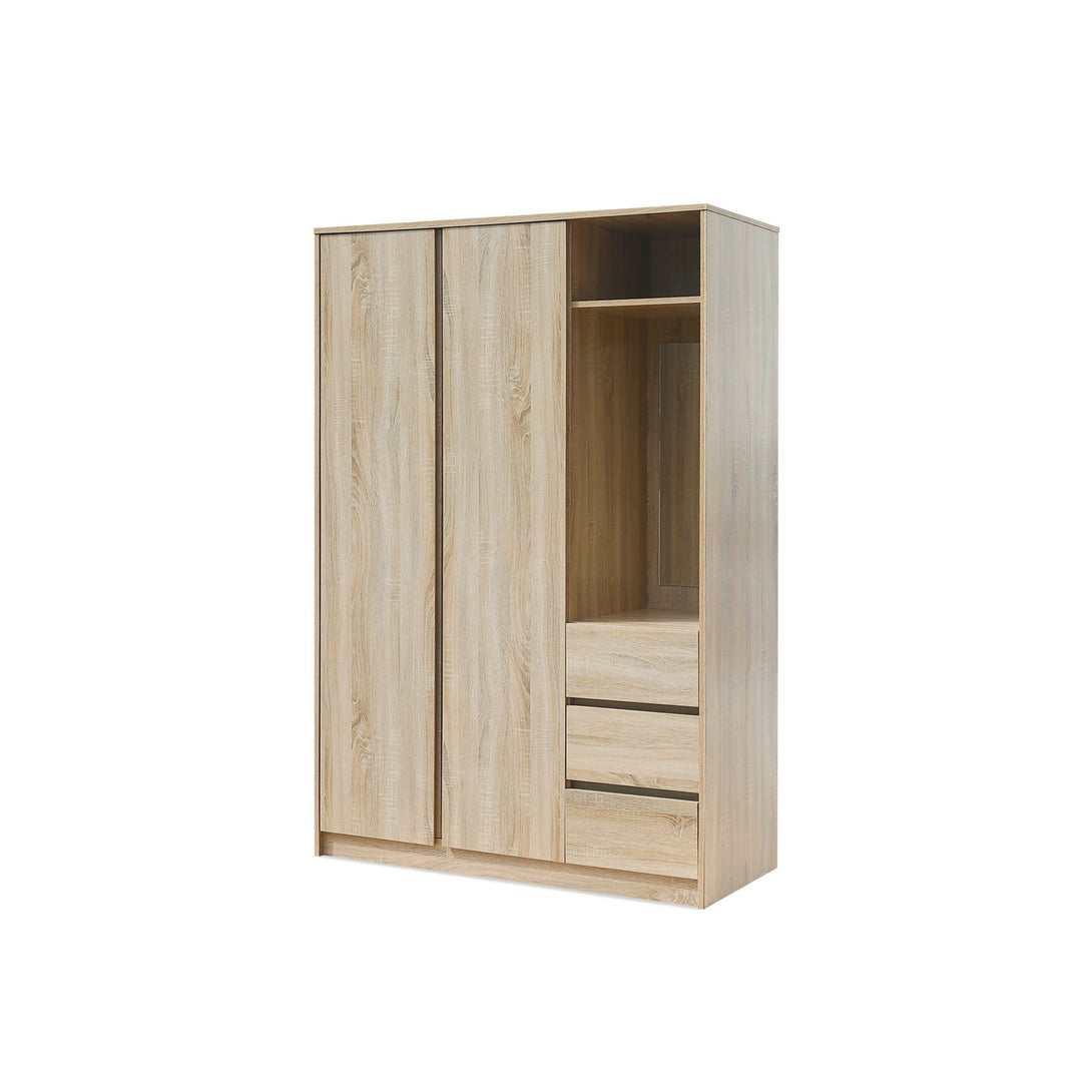 Julia 2 Door Wardrobe With 3 Drawers - Oak