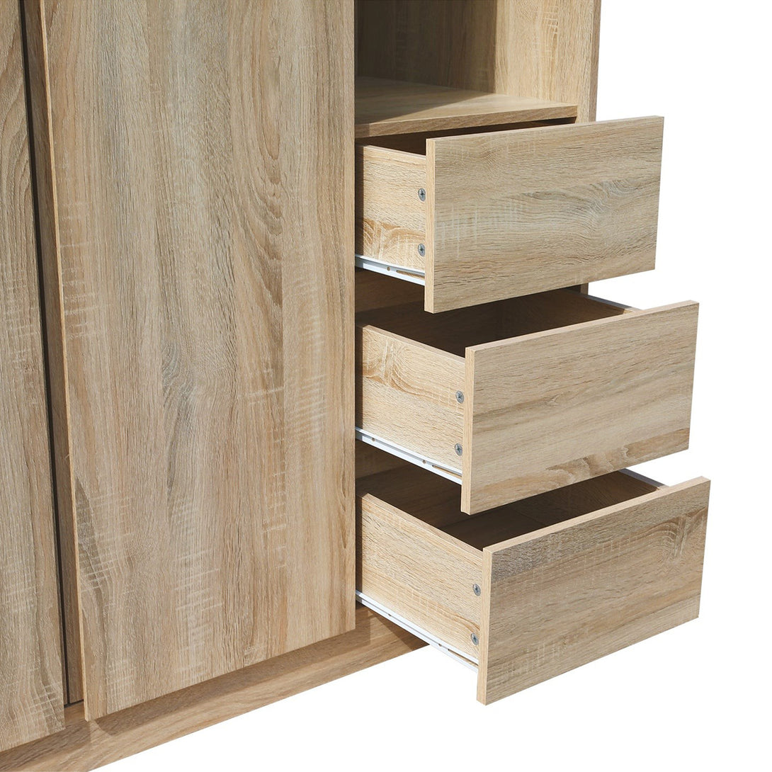 Julia 2 Door Wardrobe With 3 Drawers - Oak