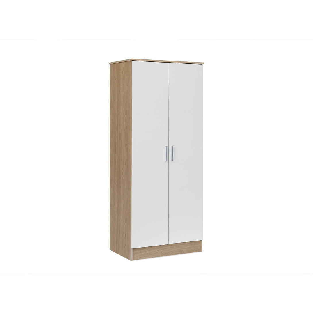 Miller 2 Door Wardrobe - Light Teak + White