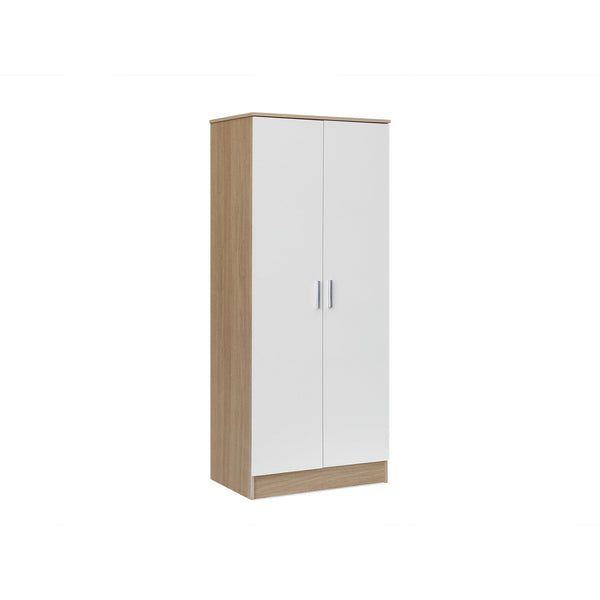 Miller 2 Door Wardrobe - Light Teak + White