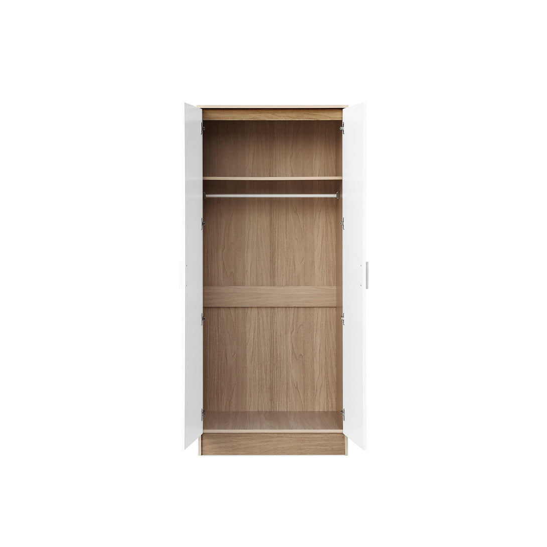 Miller 2 Door Wardrobe - Light Teak + White