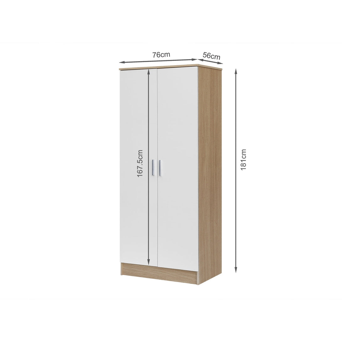 Miller 2 Door Wardrobe - Light Teak + White