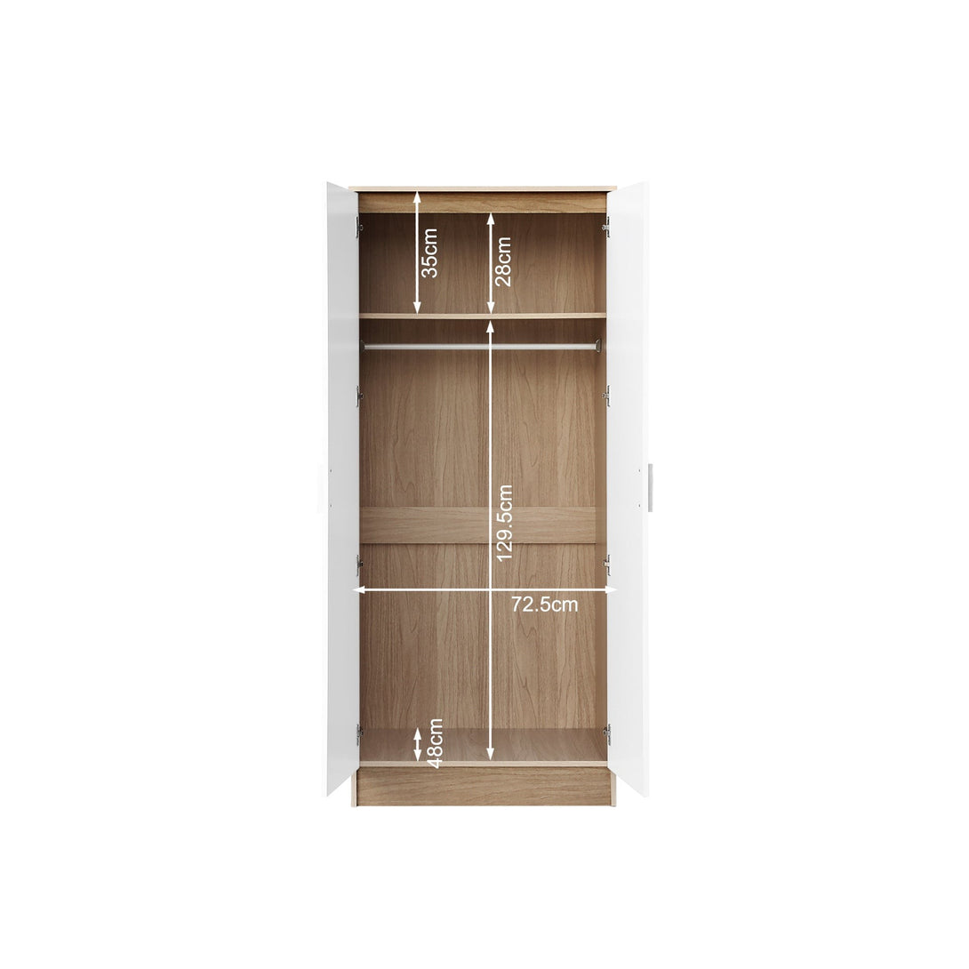 Miller 2 Door Wardrobe - Light Teak + White