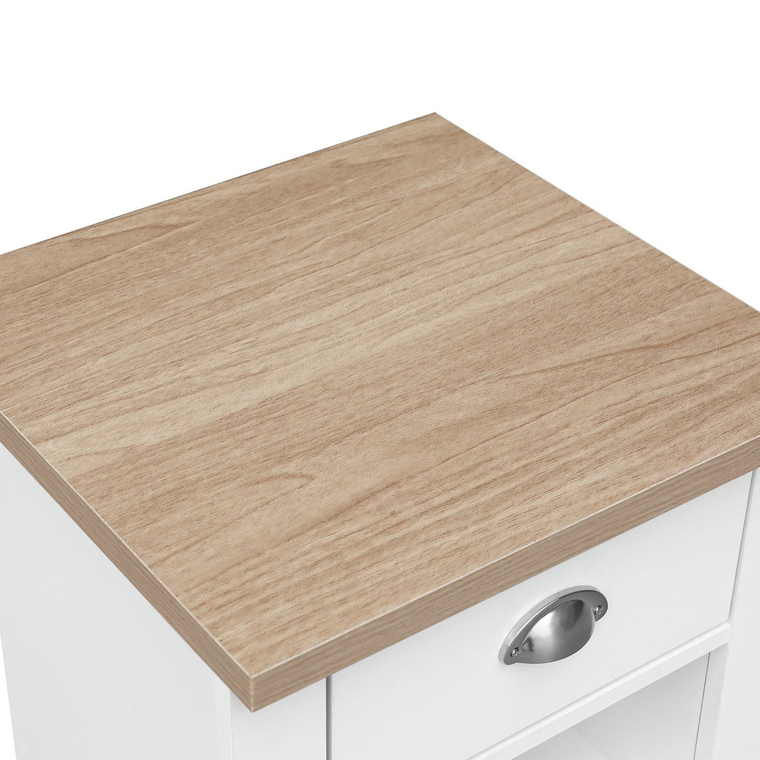 Tegan Bedside Table - Light Teak + White