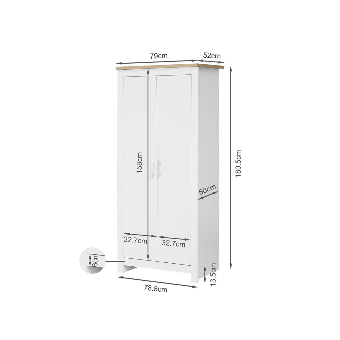 Tegan 2 Door Wardrobe - Light Teak + White