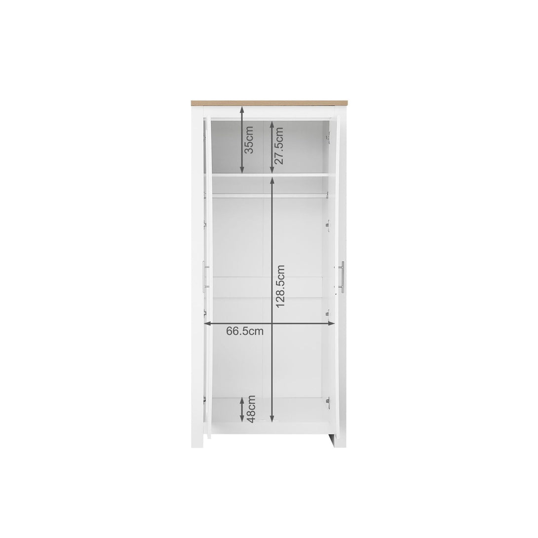 Tegan 2 Door Wardrobe - Light Teak + White