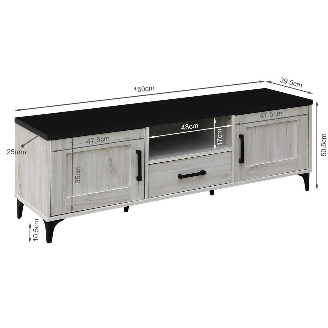 Scottie 1.5m Entertainment Unit - White Oak + Black
