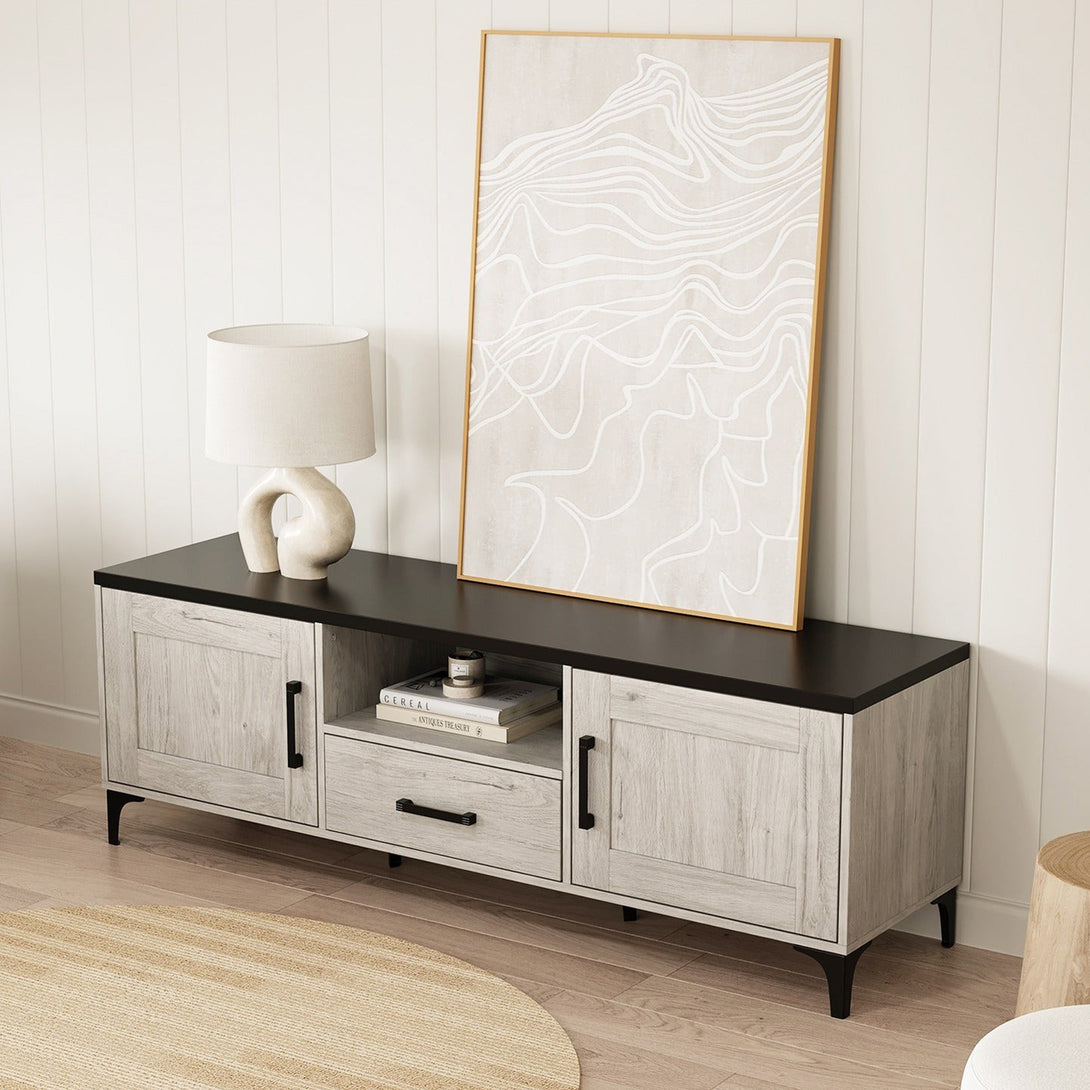 Scottie 1.5m Entertainment Unit - White Oak + Black