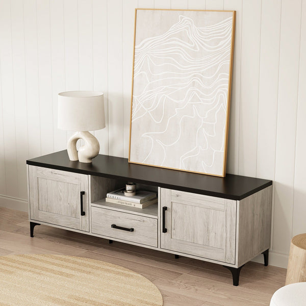 Scottie 1.5m Entertainment Unit - White Oak + Black