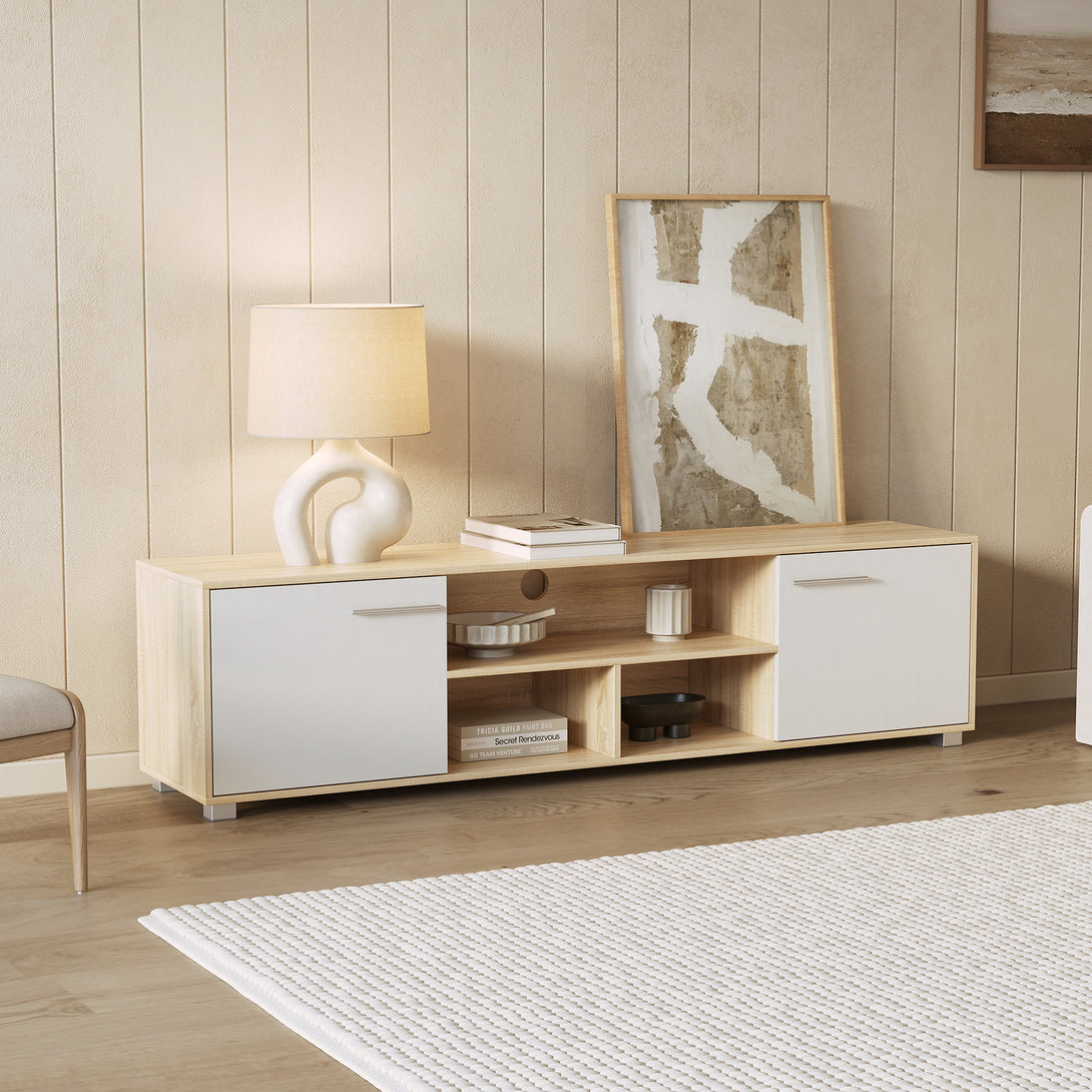 Cauto 1.8m Entertainment Unit - Oak + White