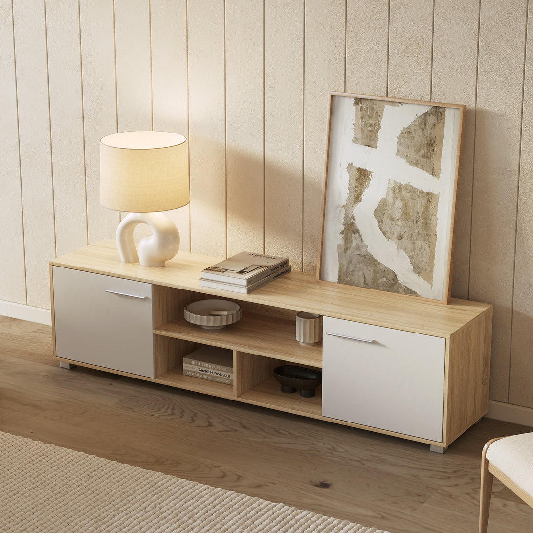 Cauto 1.8m Entertainment Unit - Oak + White