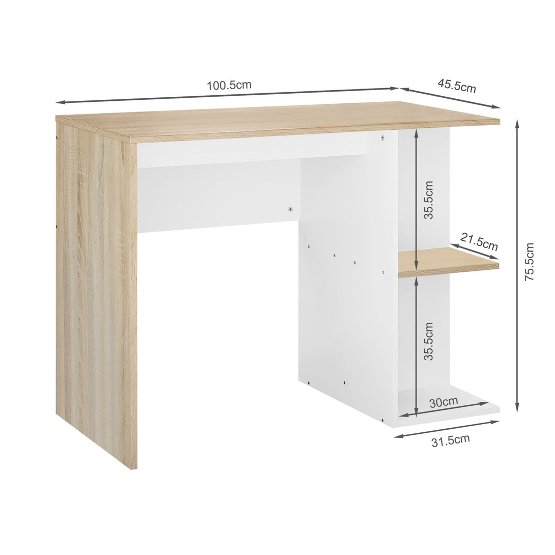 Brian 100cm Computer Desk - Oak + White