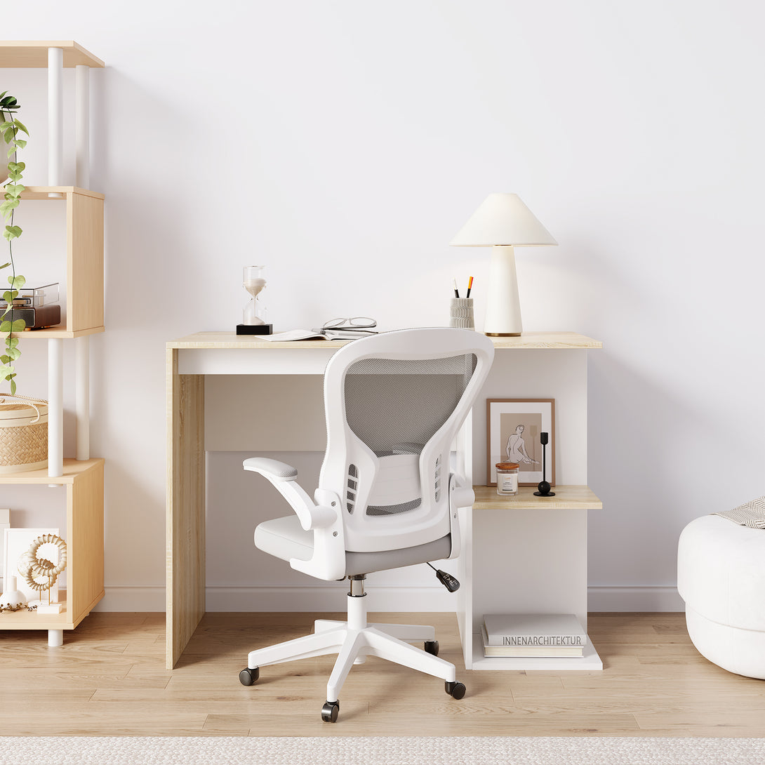 Brian 100cm Computer Desk - Oak + White