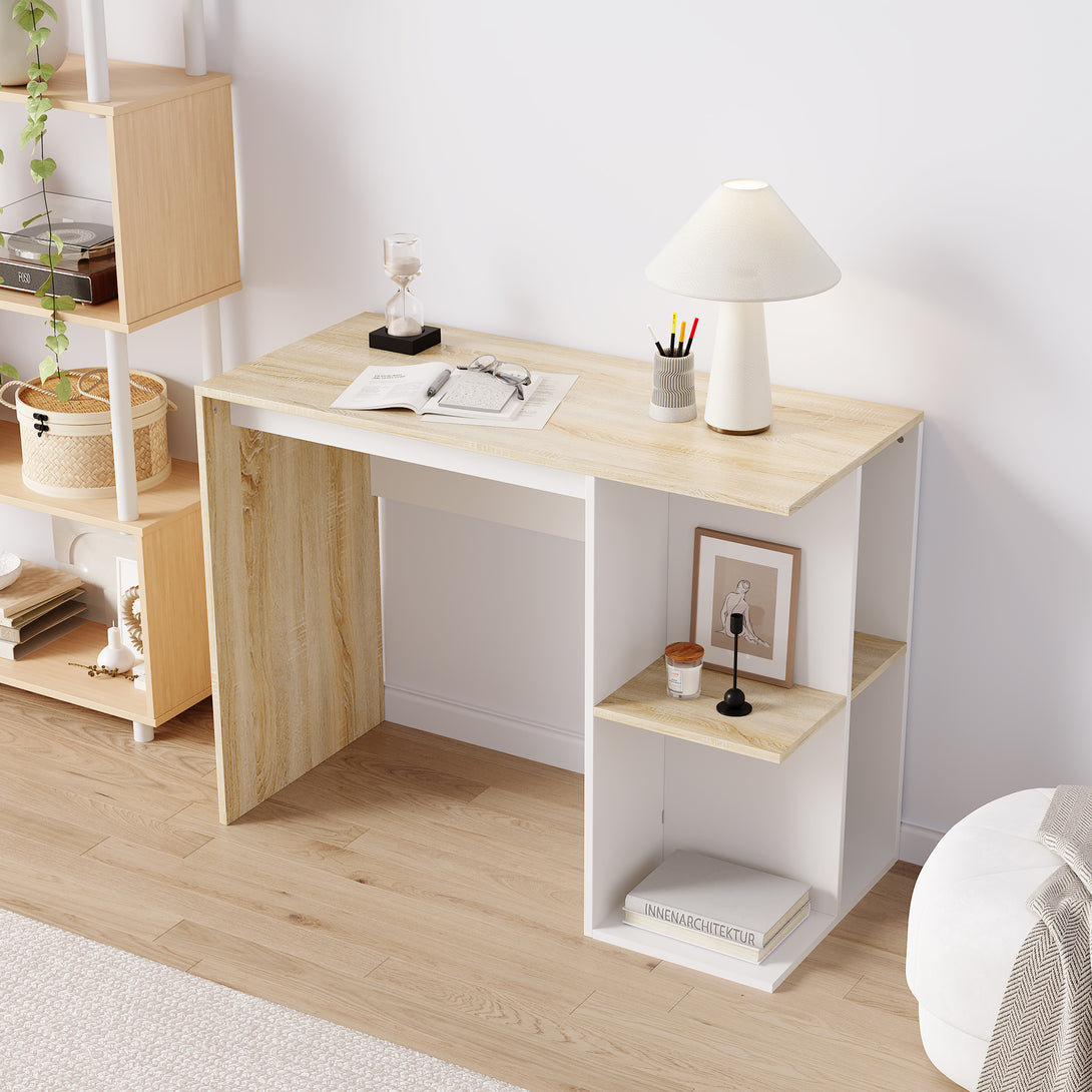 Brian 100cm Computer Desk - Oak + White
